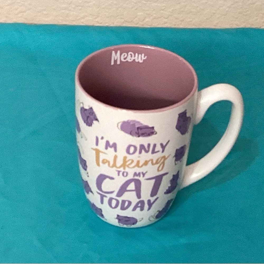 “I’m Only Talking To My Cat Today” White & Purple Mug. New - Picture 2 of 4